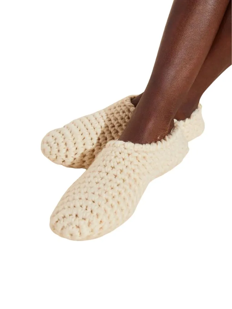 Eberjey Plush Ankle Slipper Sock - Bone