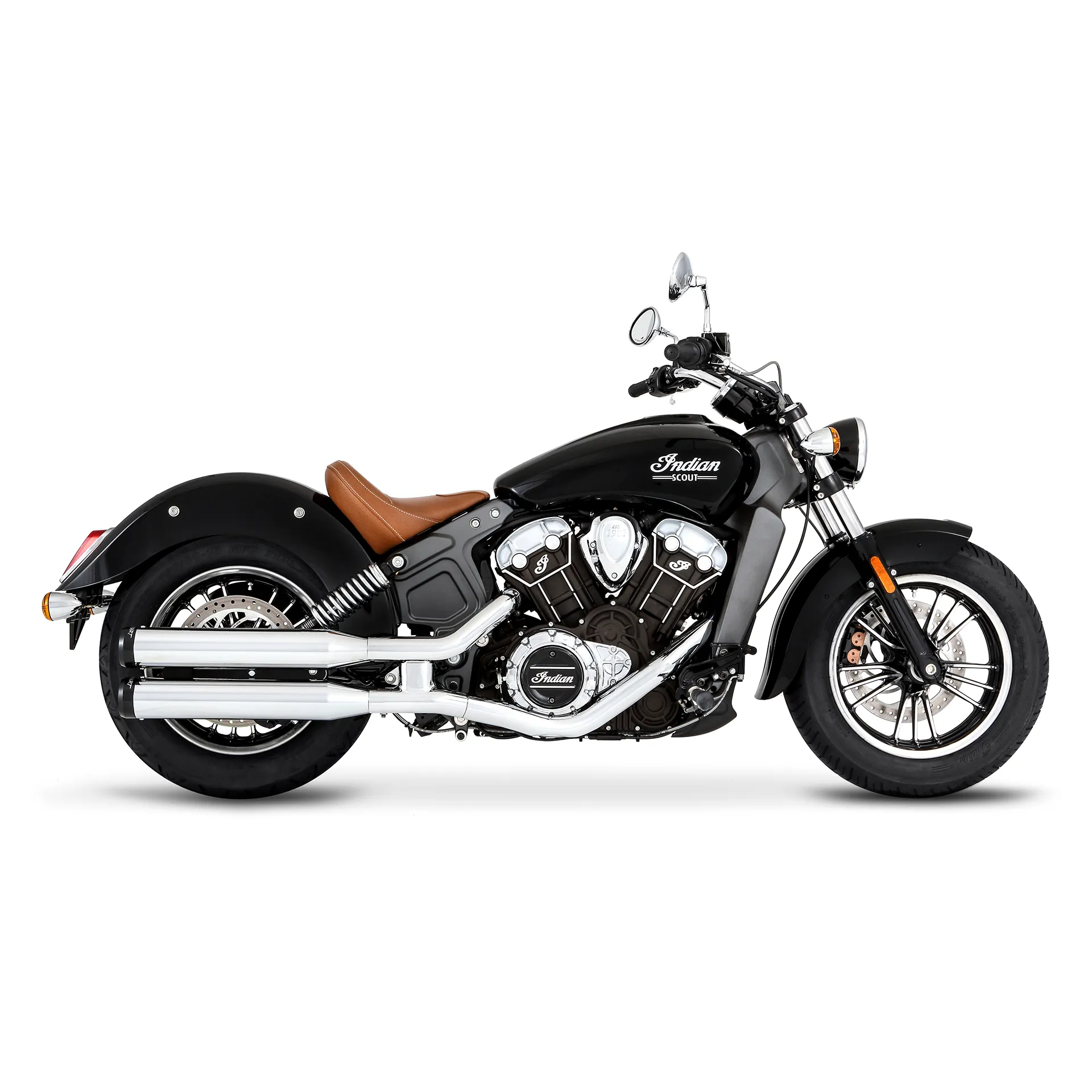Escape Rinehart Racing 3.5″ Slip Ons Cromo - Negro para Indian '15-'24 Scout (Colas)