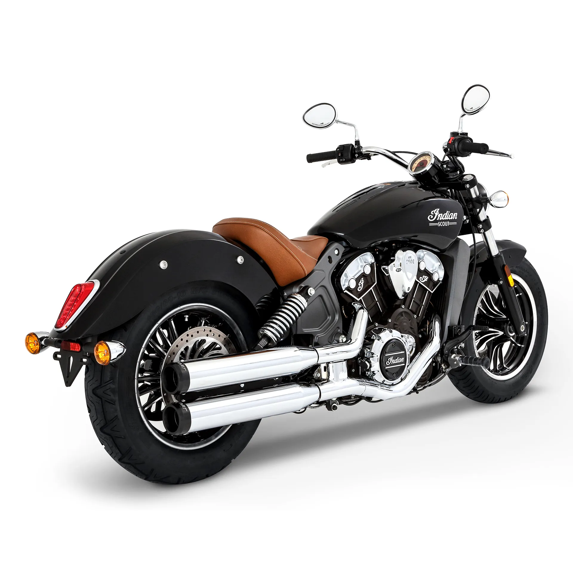 Escape Rinehart Racing 3.5″ Slip Ons Cromo - Negro para Indian '15-'24 Scout (Colas)