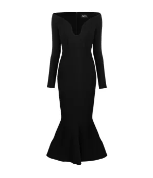 Isa Crepe Knit Midi Dress in Black