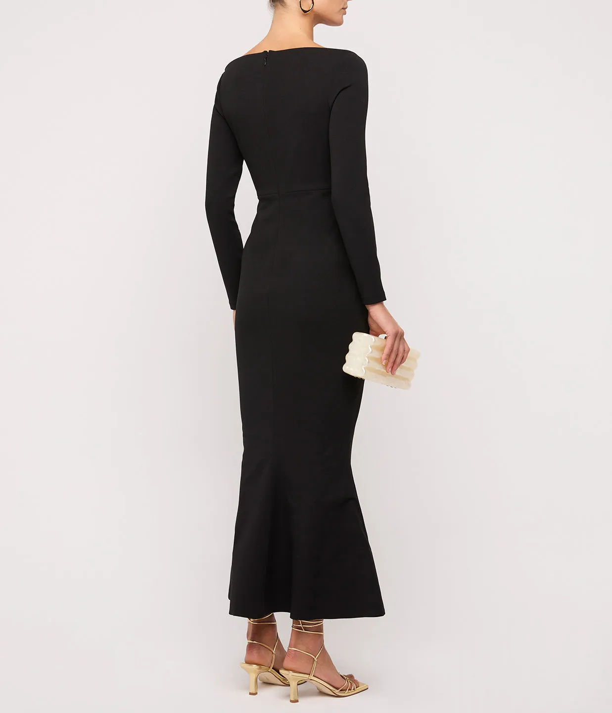 Isa Crepe Knit Midi Dress in Black