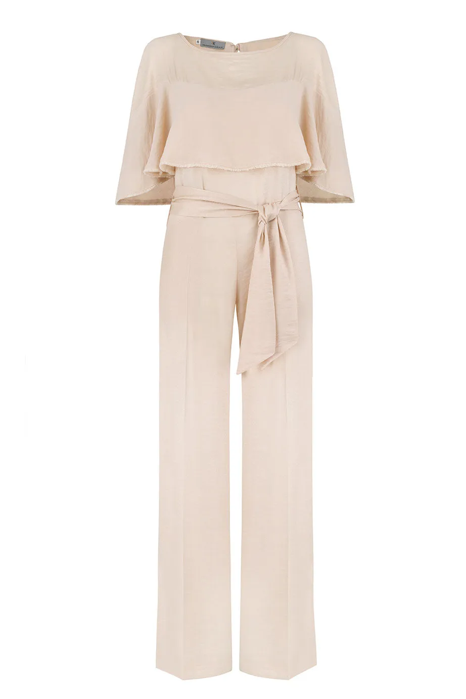 Marta Volant-Sleeve Plissee Jumpsuit
