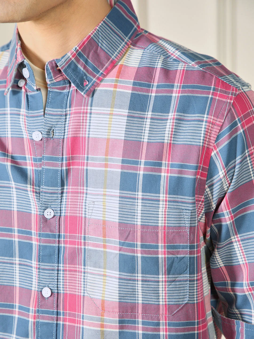 Men's Tartan checks Multicolor 100% Cotton Casual Shirt