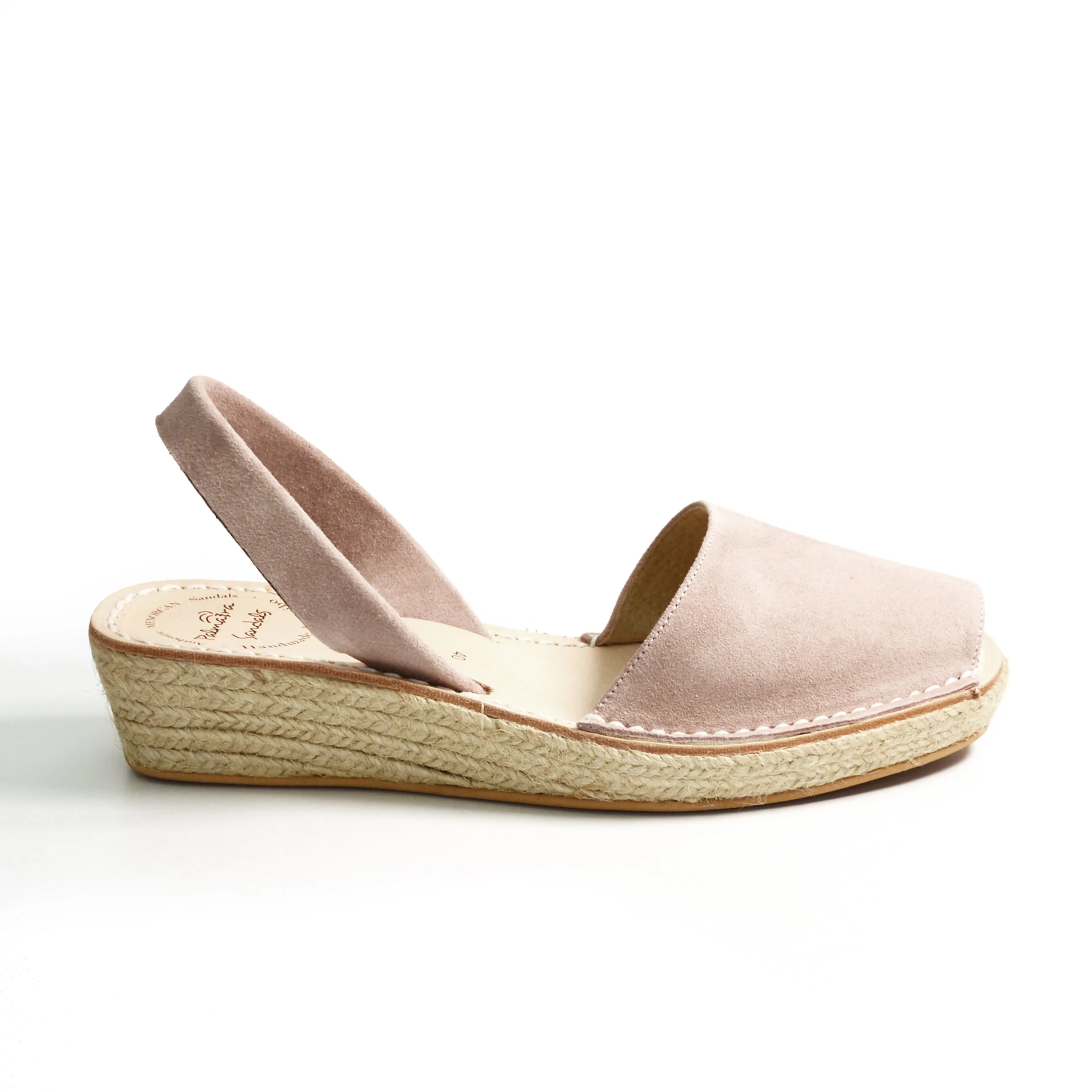 Mink Suede Low Espadrille Wedge