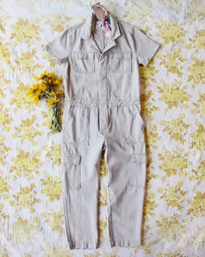 Rosie Coverall Utility Jumpsuit in Sand